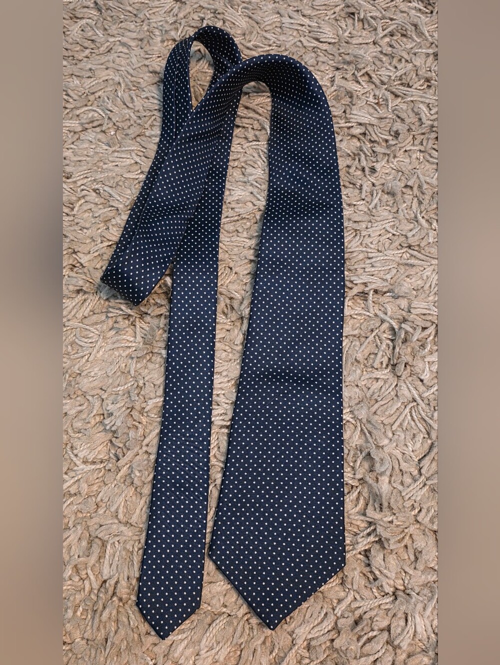 4/$67 Deal Vintage Men's Silk Navy Polka Dot Tie